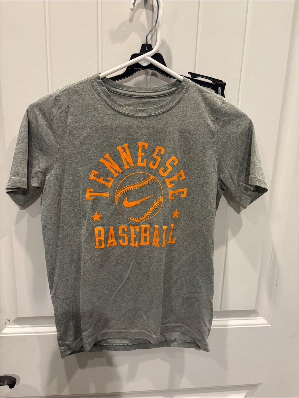 Nike Gray Tennessee Baseball Graphic Tee with Orange Logo